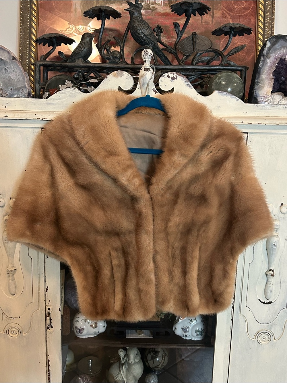 Vintage 1950s style Mink Fur capelet- Tan